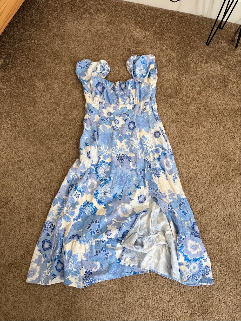 London times Blue & White Floral Dress with slit